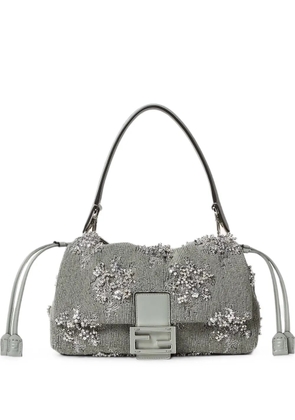 FENDI medium Mamma Baguette floral-embellished shoulder bag - Green