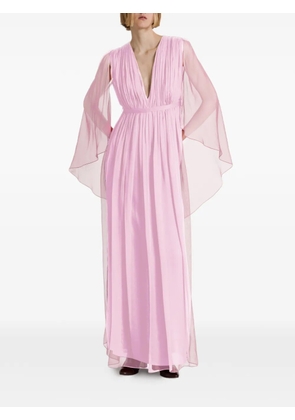 Alberta Ferretti pleated cape-sleeve maxi dress - Pink
