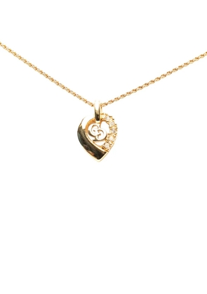 Christian Dior Pre-Owned 2000-2026 Gold Plated Strass CD Logo Heart Pendant Necklace costume necklace