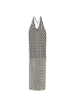 COTAZUR chevron-pattern halterneck maxi dress - Black