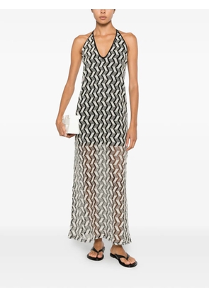 COTAZUR chevron-pattern halterneck maxi dress - Black
