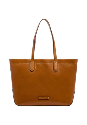 The Bridge contrast-stitched leather tote bag - Brown