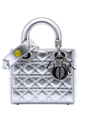 Christian Dior Pre-Owned 2018 Small Metallic Grained Calfskin Cannage My ABCDior Lady Dior satchel - Silver