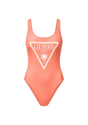 GUESS USA logo-print scoop-neck swimsuit - Orange