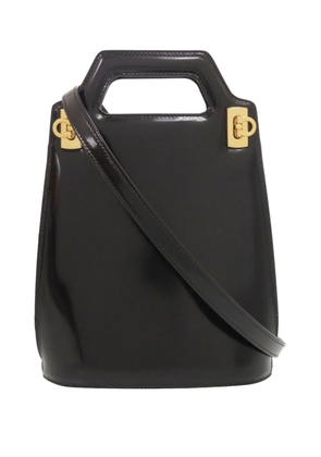 Ferragamo Pre-Owned 2000-2026 Mini Brushed Calfskin Gancini North South Wanda Top Handle Bag satchel - Black