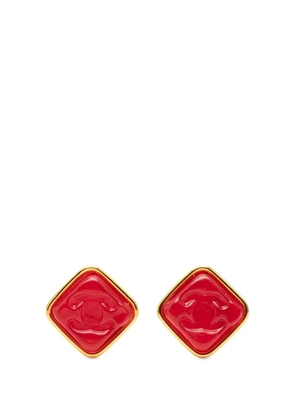 CHANEL Pre-Owned 1997 CC Gold Plated Gripoix Diamond Shape Clip On Earrings costume earrings