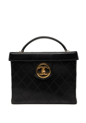 CHANEL Pre-Owned 1994-1996 CC Stitched Calfskin Turnlock Case vanity bag - Black