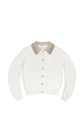 Brunello Cucinelli sequin-embellished ribbed cardigan - White