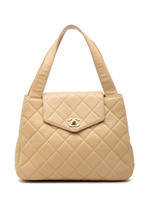 CHANEL Pre-Owned 1996-1997 Quilted Lambskin Flap Top Handle Bag handbag - Neutrals