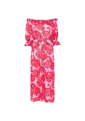 Sundress Paolina paisley-print off-shoulder midi dress - Pink