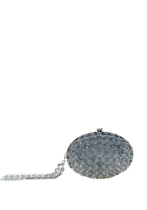 Self-Portrait crystal-chain clutch bag - Blue