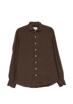 Profuomo spread-collar long-sleeve shirt - Brown