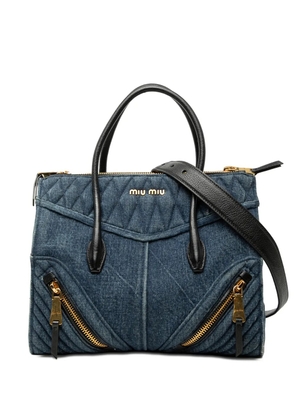 Miu Miu Pre-Owned 2010-2026 Matelasse Denim Biker Tote satchel - Black
