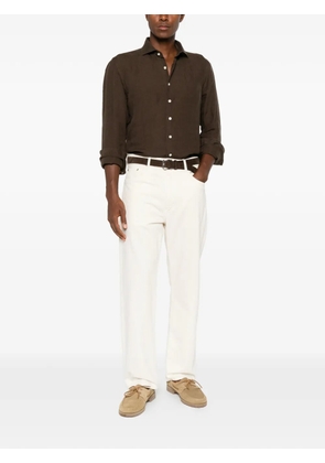 Profuomo spread-collar long-sleeve shirt - Brown