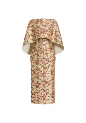Alberta Ferretti floral-print cape midi dress - Green