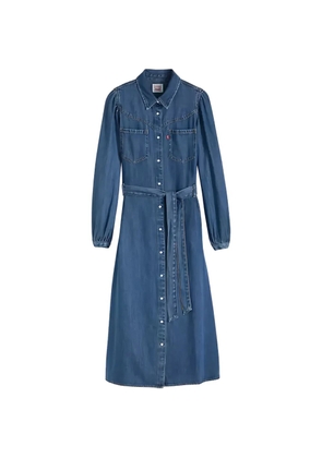 Levi's Journey puffed-sleeve belted midi dress - Blue