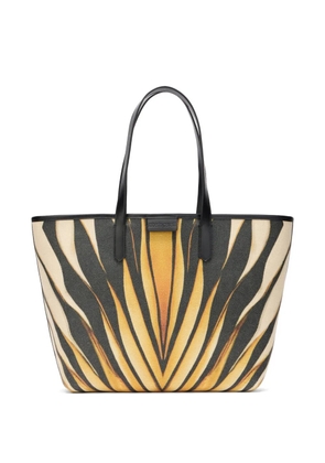 Roberto Cavalli Ray Of Gold tiger-print logo-patch tote bag - Yellow