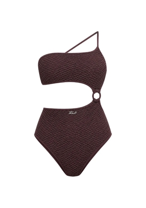Karl Lagerfeld crochet-knit cut-out swimsuit - Brown