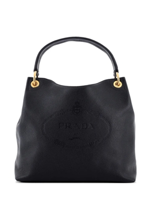 Prada Pre-Owned Logo Embossed Vitello Daino Medium hobo bag - Black