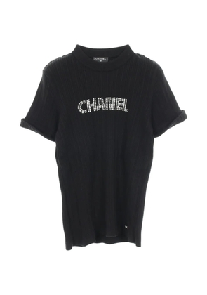 CHANEL Pre-Owned 1986-1988 logo-intarsia T-shirt - Black