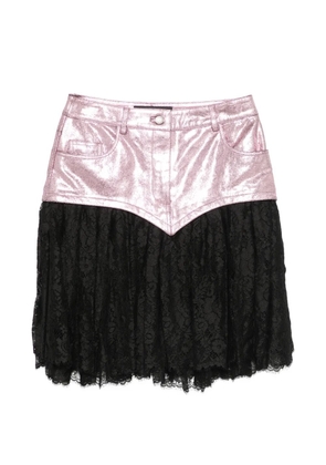 JEREMY SCOTT Pre-Owned 2010s lace-trim leather mini skirt - Black