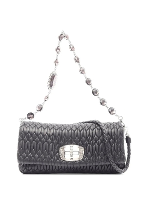 Miu Miu Pre-Owned 2000s crystal-embellished matelassé shoulder bag - Black