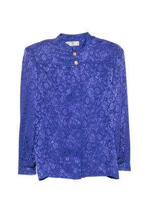 Valentino Garavani Pre-Owned 1970s floral-jacquard shirt - Blue