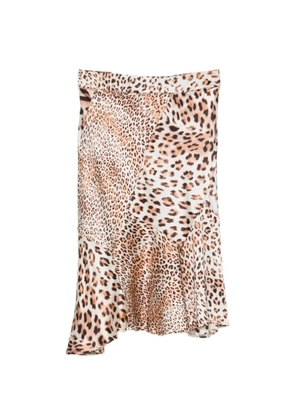 Roberto Cavalli Vintage 2000s leopard-print ruffled skirt - Neutrals