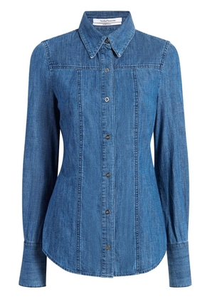 Another Tomorrow chambray slim-cut shirt - Blue