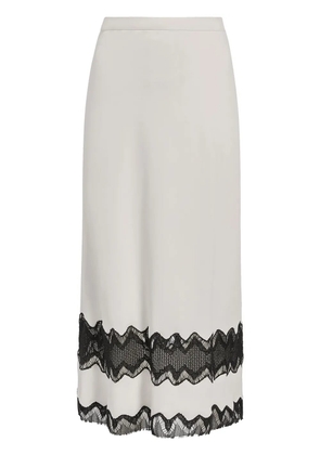 Another Tomorrow lace high-waist midi skirt - White