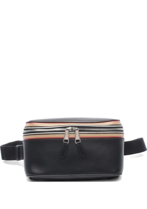 Burberry Pre-Owned 2010s striped-trim leather belt bag - Black