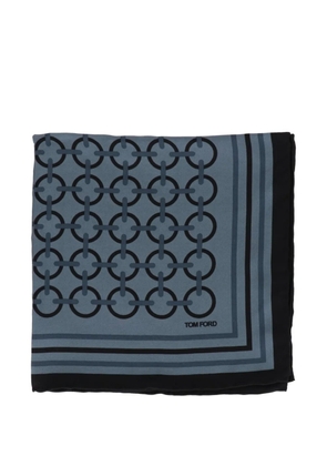 TOM FORD chain-link-print silk pocket square - Blue