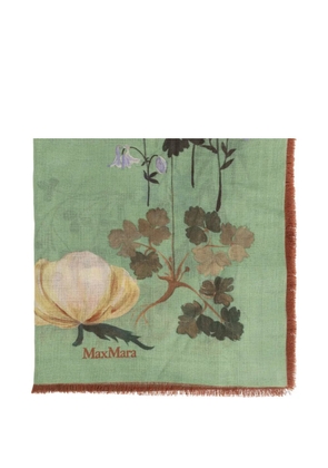 Max Mara floral-print frayed scarf - Green