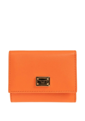 Dolce & Gabbana logo-plaque leather wallet - Orange