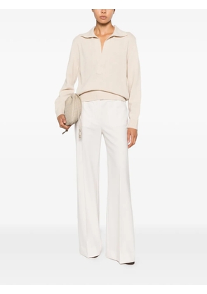 Victoria Beckham polo-collar V-neck wool sweater - Neutrals