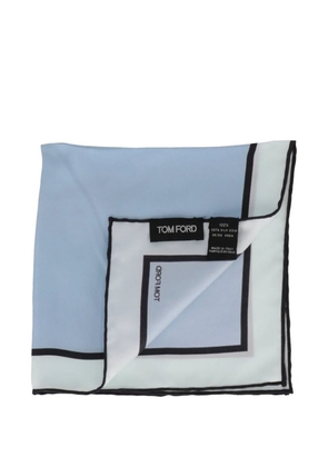 TOM FORD logo-detail contrast-border pocket square - Blue