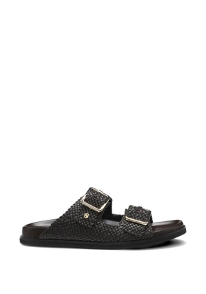 BOSS buckle woven leather sandals - Brown