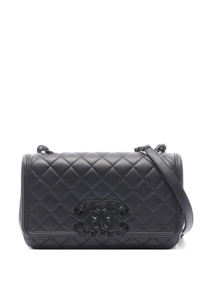 CHANEL Pre-Owned 2020-2021 Matelassé chain shoulder bag - Black