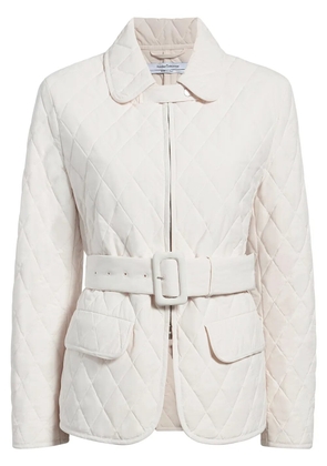 Another Tomorrow diamond-quilted belted puffer jacket - Neutrals