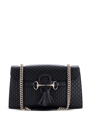 Gucci Pre-Owned Emily Chain Flap Bag Microguccissima Leather Medium shoulder bag - Black