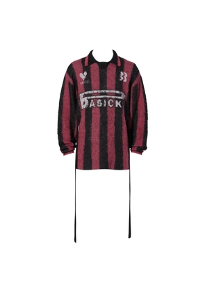 BASICKS striped logo-intarsia sweater - Red