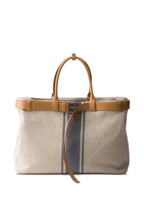 Prada Buckle canvas and leather bag - Neutrals