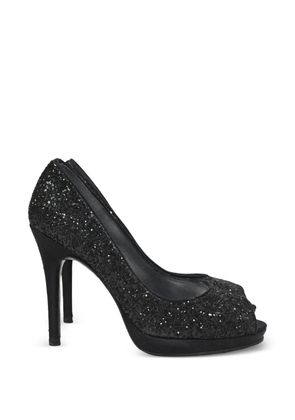 Stuart Weitzman Glitter peep-toe pumps - Black