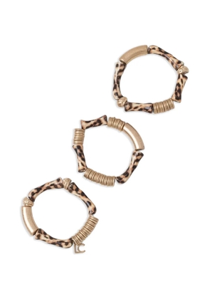 Lola Casademunt logo-charm leopard-print bracelets (set of three) - Gold