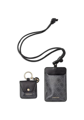 GUESS USA monogram-print lanyard phone case - Black