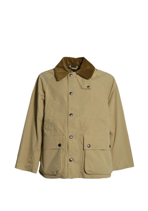 Barbour corduroy-collar wax-effect coat - Neutrals