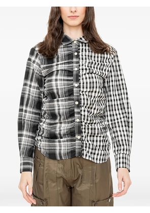 Andersson Bell shirred checked shirt - Black