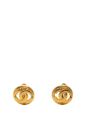CHANEL Pre-Owned 1998 CC Gold Plated Round Clip On Earrings costume earrings
