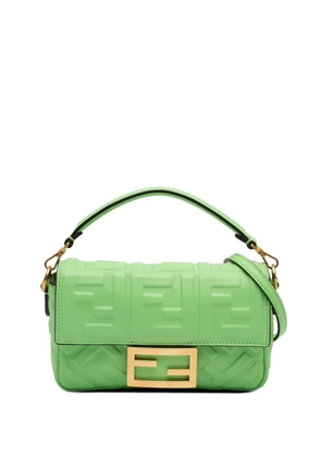 Fendi Pre-Owned 2010-2026 Mini Zucca Embossed Leather Baguette satchel - Green