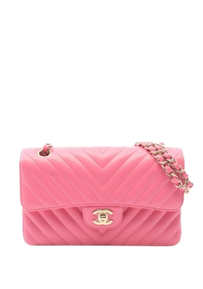 CHANEL Pre-Owned 2019 Small Classic Chevron Lambskin Double Flap shoulder bag - Pink